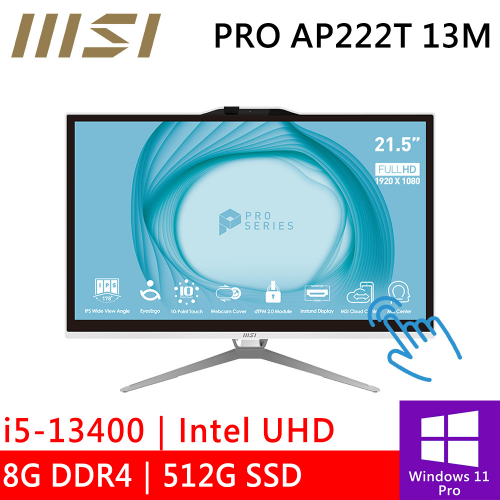 微星 PRO AP222T 13M-209TW 22型 白(i5-13400/8G DDR4/512G PCIE/W11P/10點觸碰)