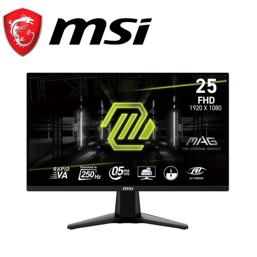 微星 MAG 255XFV 25型(VA平面/250Hz/0.5ms/2H1DP/AI Vision技術)