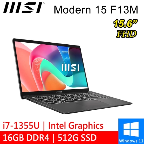 微星 Modern 15 F13MG-240TW 15.6吋 灰(i7-1355U/16G DDR4/512G PCIE/W11)