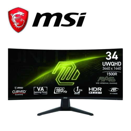 微星 MAG 346CQ 34型(21:9/VA/曲面1500R/180Hz/1ms/2H1DP/4K)