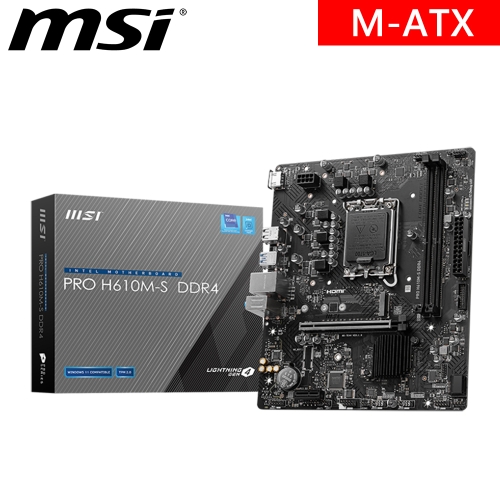 微星 PRO H610M-S DDR4(M-ATX/1H/1xM.2/2xSATA/LAN 1Gb)+TP-LINK 藍芽+無線網卡